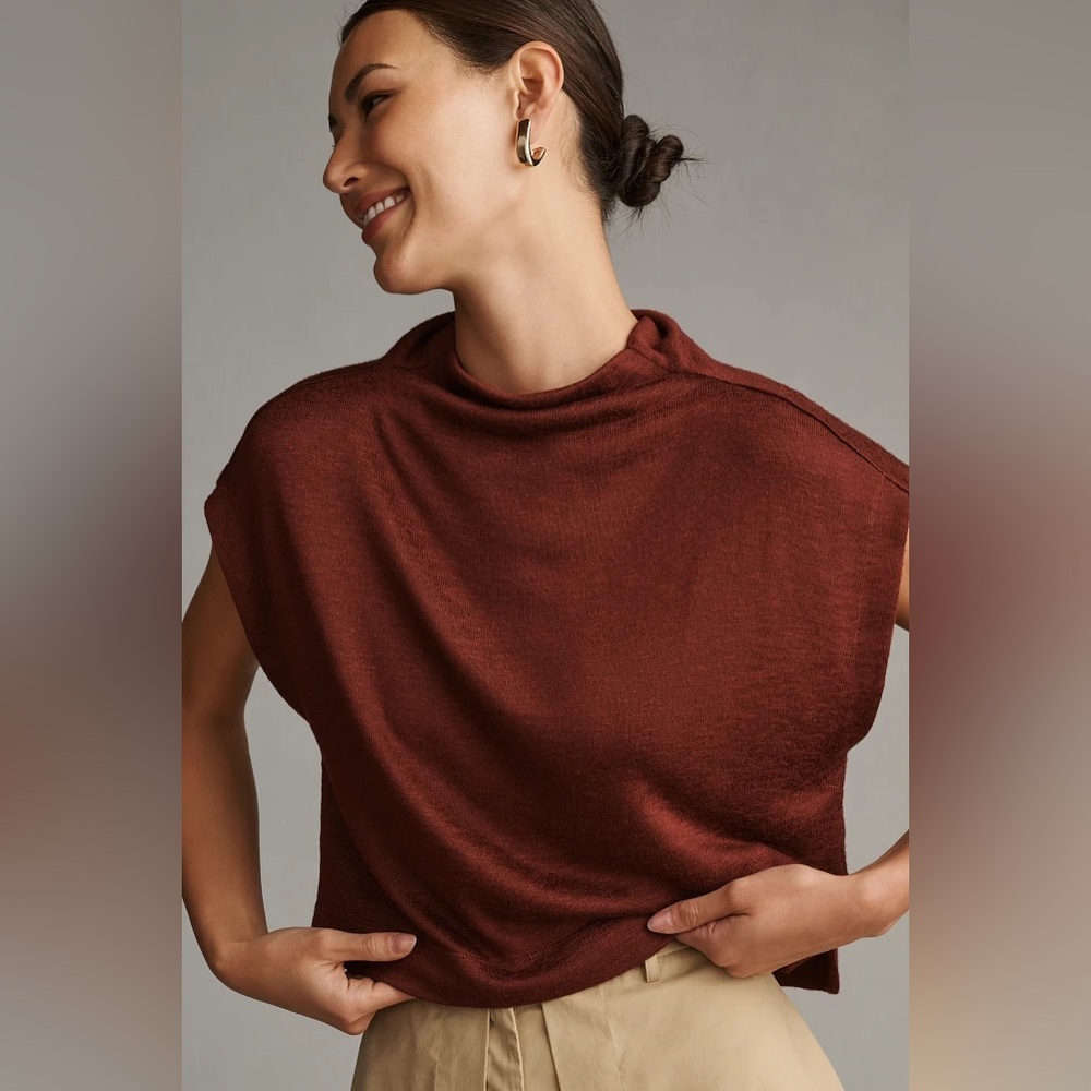 Anthropologie Sleeveless Funnel Neck Sweater Top